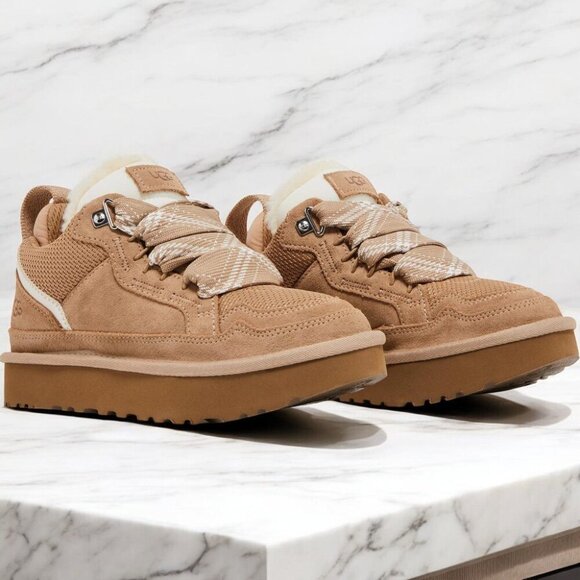 UGG Shoes - UGG LOWMEL Suede & Canvas Sneakers in Sand